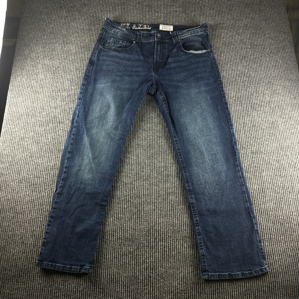 TK Axel Mens Slim‎ Bootcut Jeans Dark Wash Blue Denim 36x32 Stretch Casual Pants